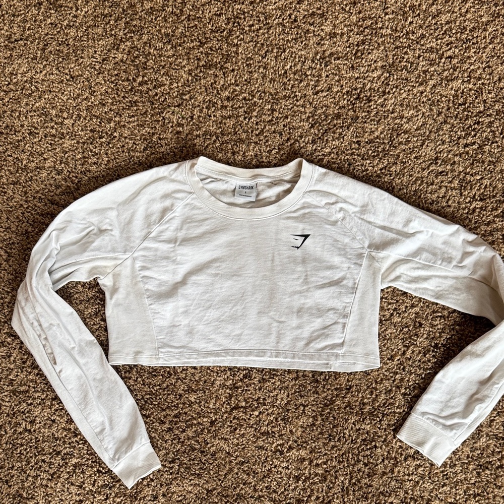 Gymshark White Long Sleeve Crop Top